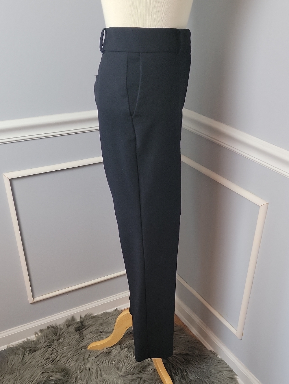 ANN TAYLOR FACTORY Black Stretch Straight Leg Cropped Ankle Office Dress Pant 12 - Picture 4 of 7